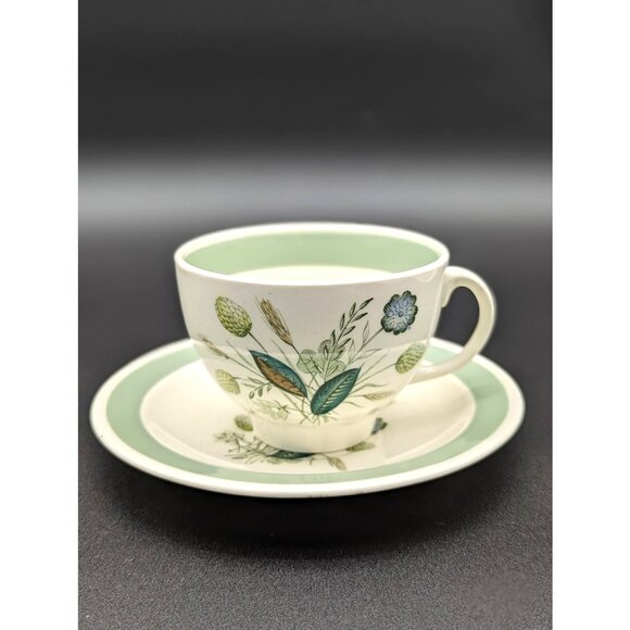 1950's Porcelain Woods & Sons Clovelly Tea Cup and Saucer 10pc Set - Picture 1 of 12
